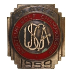 Deane Bemans 1959 US Amateur Championship Contestant Badge -  Jack Nicklaus Win!