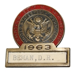 CHAMPION Deane Bemans 1963 US Amateur Championship Contestant Badge-Significant Opportunity!