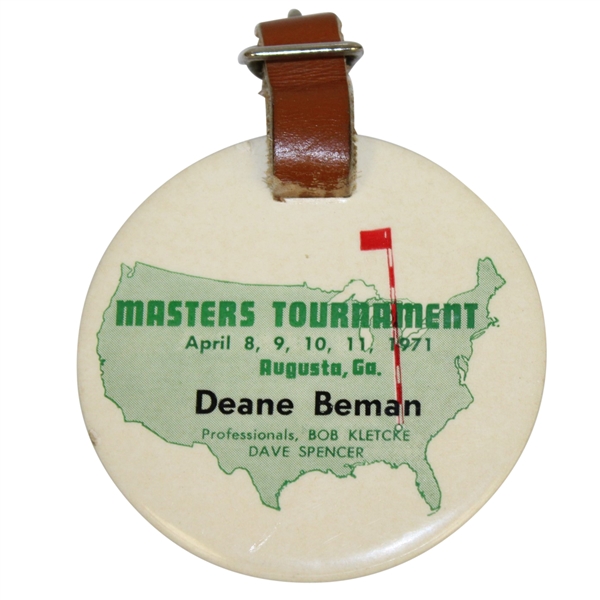 Deane Beman's 1971 Masters Tournament Contestant Bag Tag - Charles Coody Winner