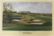 1995 Ltd Ed US Open at Shinnecock Hills 16th Hole Print Signed by Artist Linda Hartough 840/850 with COA