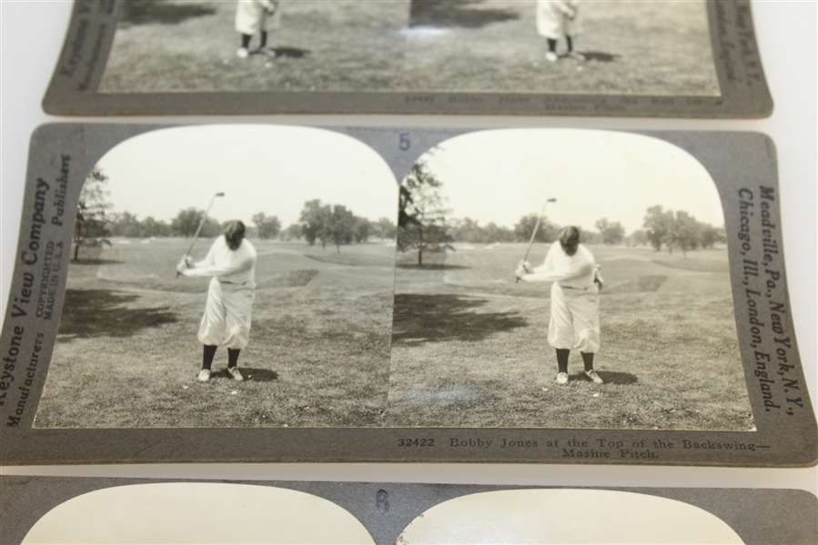 Three Bobby Jones Keystone View Company Stereograph Golf Cards #4,5 & 6