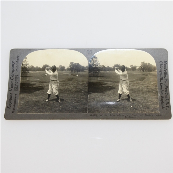 Misprinted Bobby Jones Keystone View Company Stereograph Golf Card - #16 'Willie MacFarlane'