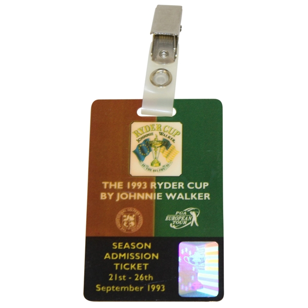 Deane Beman's 1993 Ryder Cup at The Belfry Johnnie Walker Season Admission Badge