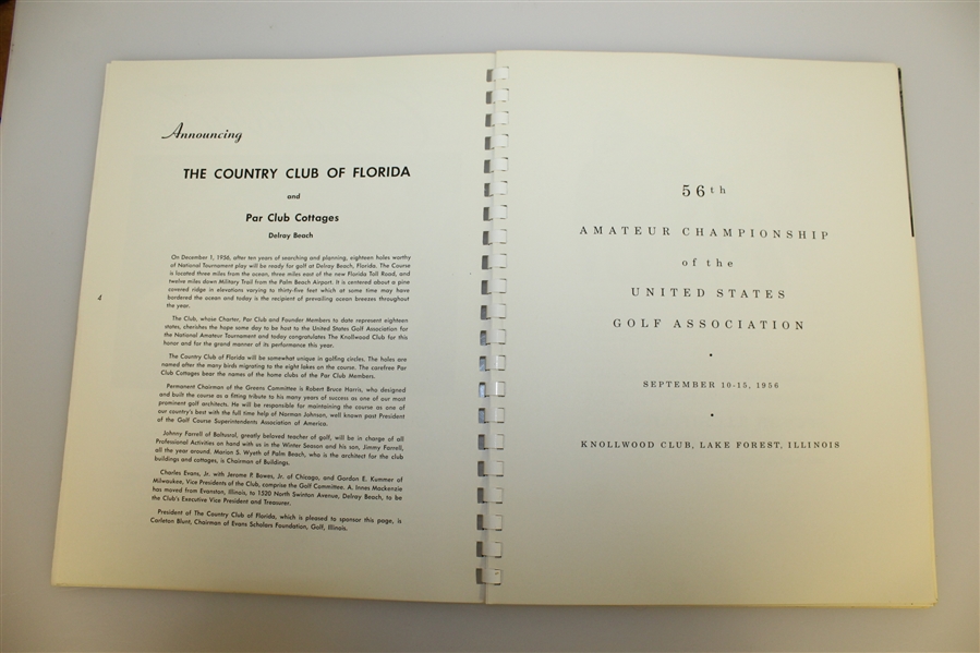 1956 US Amateur at Knollwood Club Official Program - Deane Beman Collection