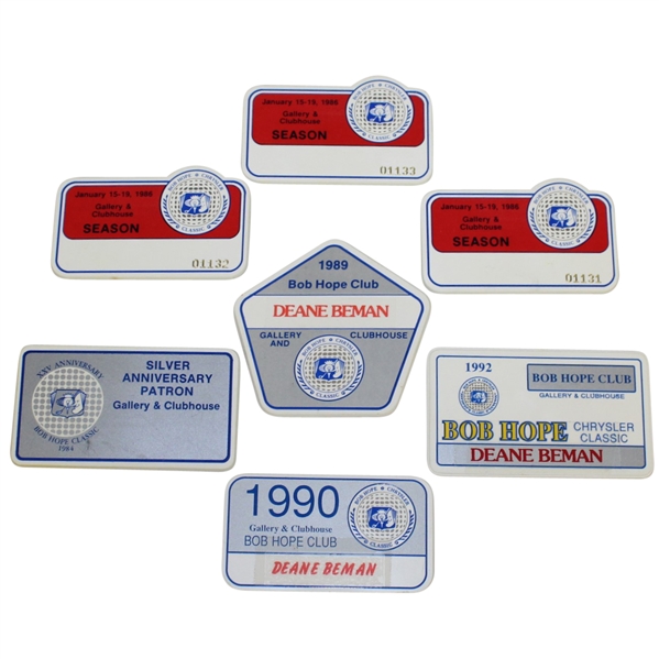 Deane Beman's Seven Bob Hope Classic Gallery & Clubhouse Badges - Various Years