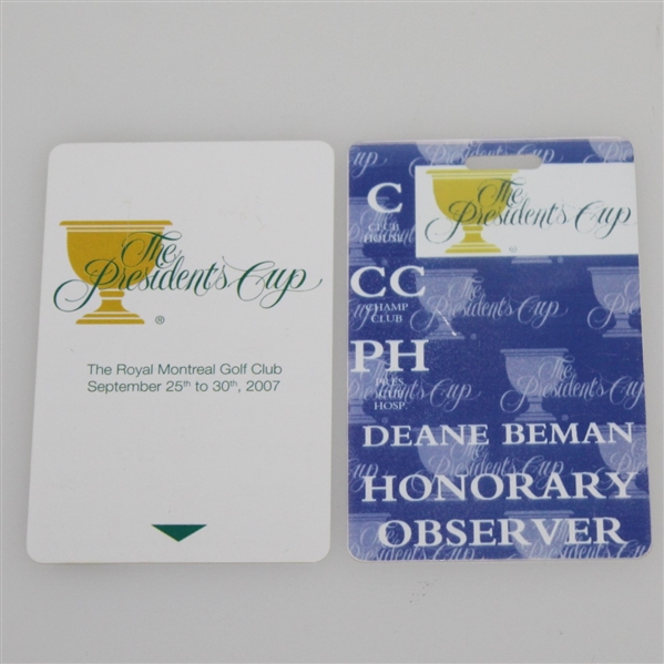 Deane Beman's 2007 The President's Cup Honorary Observer Badge with Access Card