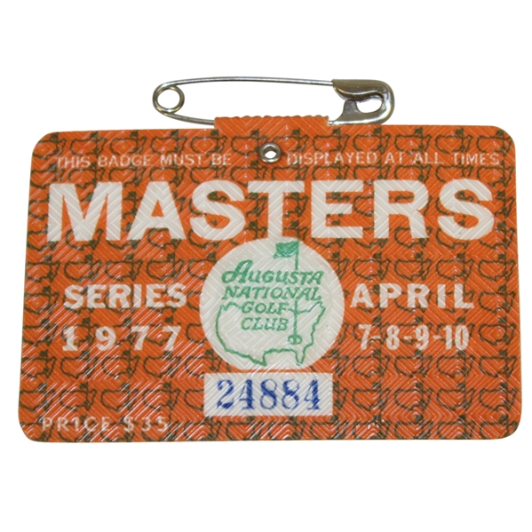 1977 Masters Tournament Series Badge #24884 - Tom Watson Winner