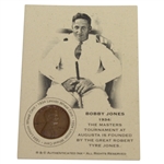 Bobby Jones Masters Tournament 1934 Lincoln Wheat Penny & Presentation Card
