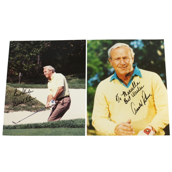 Two Arnold Palmer Signed 8x10 Color Photos - One Personalized JSA ALOA