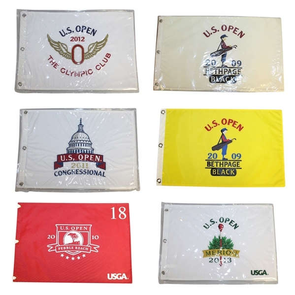 Six US Open Flags - 2009(x2), 2010, 2011, 2012, & 2013