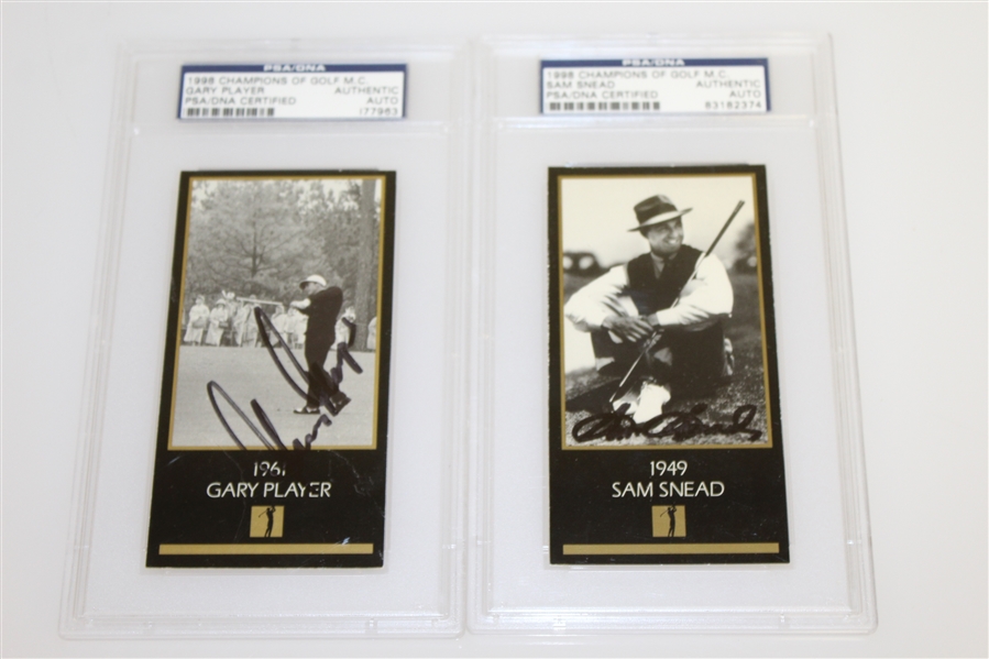 Snead, Player, Crenshaw, & Lyle Signed Champions of Golf Cards - Each PSA/DNA Auth.
