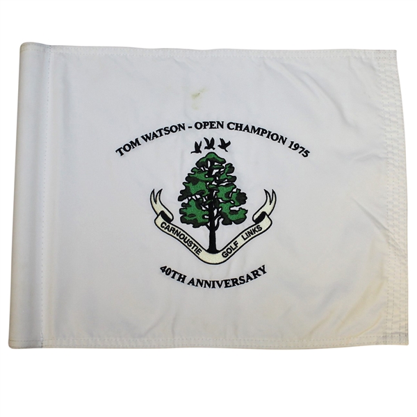 Tom Watson 1975 Open Champion 40th Anniversary Carnoustie Embroidered Course Flown Flag