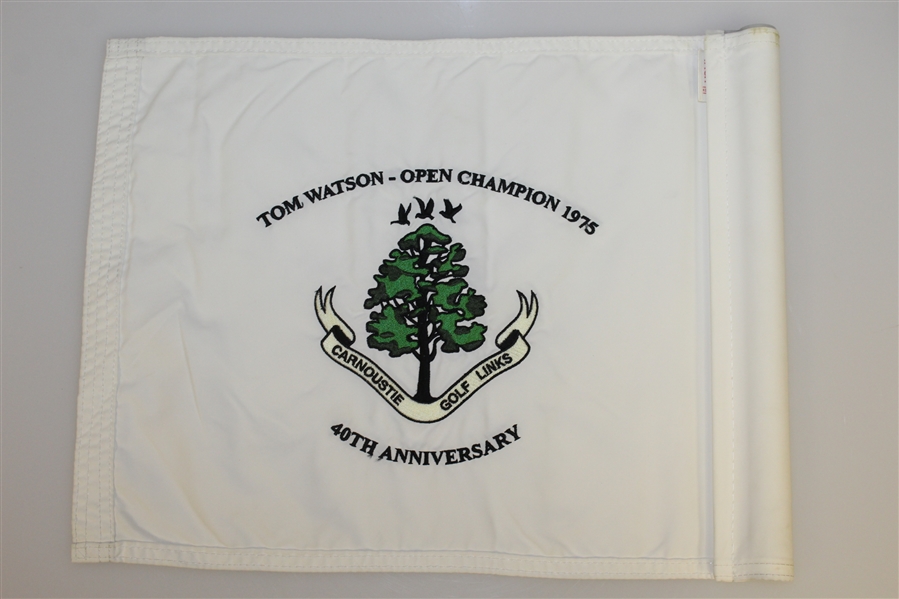 Tom Watson 1975 Open Champion 40th Anniversary Carnoustie Embroidered Course Flown Flag