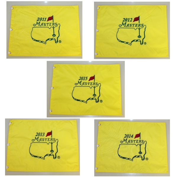 2011, 2012, 2013, 2014, & 2015 Masters Tournament Embroidered Flags