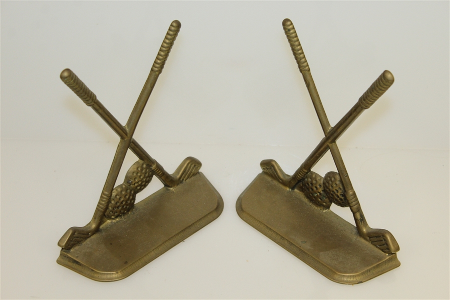 Classic Crossed Clubs with Two Golf Balls Bookends