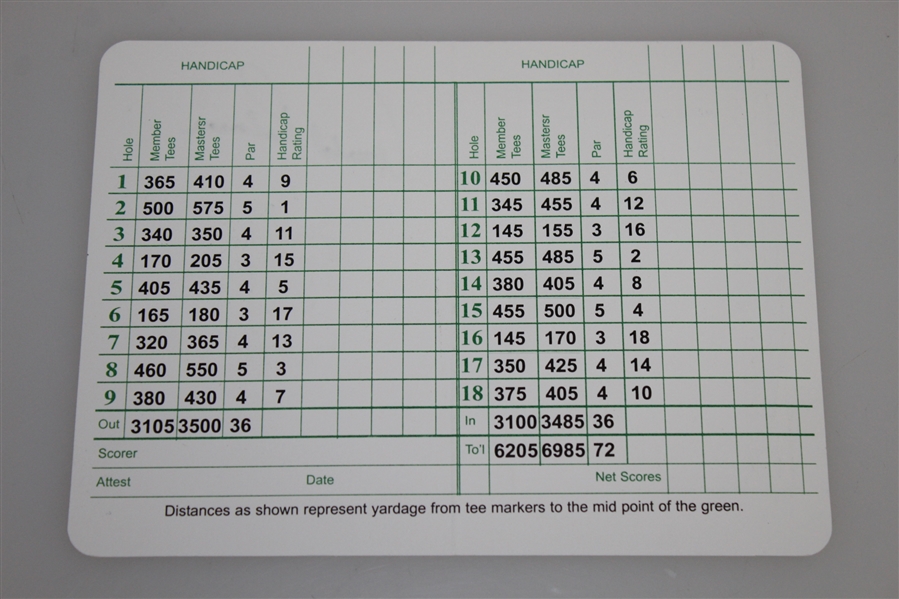 Lot Detail Arnold Palmer Signed Augusta National Golf Club Scorecard