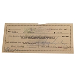Sam Snead Signed 1952 Personal Check to Fred Corcoran JSA ALOA