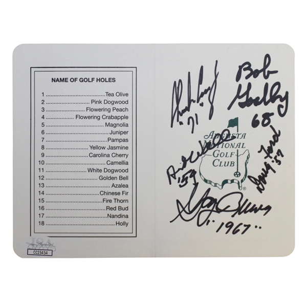 Bob Goalby Autographed Augusta National Masters Scorecard