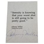 Johnny Miller Signed Inspirational Golfing Quote Card JSA ALOA
