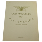 1964 Golf Magazine's All-America Awards Dinner Memento Program