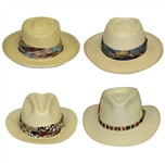 Four Don Cherry Personal Kangol Straw Fancy Strap Golf Hats - Plaid, Blue, Multi, & Thin Brown 