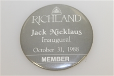Jack Nicklaus Richland Inaugural 1988 Member Badge & 1995 'Jack is Back' Parking Pass