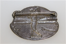 Sterling Silver Golfer Post-Swing with Clubs, Bag, & Clubhouse Themed Pin
