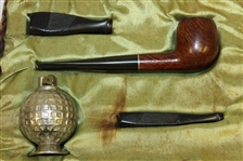 Briar Pipe with Mesh Golf Ball Lighter in Original Box