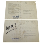 Paul Hahn Signed Five Letters/Postcards to Charles Price - 1950's JSA ALOA 