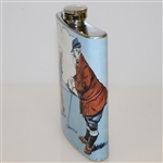 Classic Golfer with Child/Caddy Themed Stainless Steel Hip Flask - 8oz