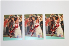 Fuzzy Zoeller Lot - 3 Signed Collectors Cards, 2 Masters Sports Illustrated Magazines, Signed Masters Tag JSA/AOLA