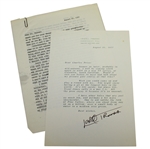 Lowell Thomas Signed Four Letters to Charles Price JSA ALOA