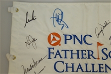 Multi Signed Father/Son Flag Including 11 Hall Of Fame Players JSA AOLA