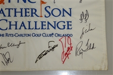 Multi Signed Father/Son Flag Including 11 Hall Of Fame Players JSA AOLA