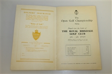 1954 The Open at Royal Birkdale Official Wednesday Programme & Drawsheet - Peter Thomson Winner