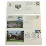 Three Nick Faldo Signed Cachets - 1991 & 1995 Ryder Cups, & 1998 WGHoF JSA ALOA