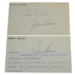Two Julius Boros Signed 3x5 Index Cards - 'Best Wishes' & Credentials List JSA ALOA
