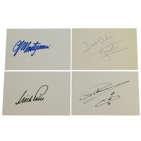 Four International HoFers Signed Cards - Norman, Price, Jacklin, & Montgomerie JSA ALOA