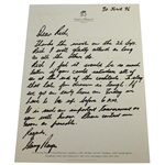 Gary Player Signed & Handwritten 1996 Letter Confirming Dinner Invite JSA ALOA
