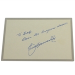 Seve Ballesteros Signed & Inscribed 4x6 Note Card - Laminated JSA ALOA