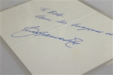 Seve Ballesteros Signed & Inscribed 4x6 Note Card - Laminated JSA ALOA