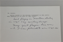 Byron Nelson Signed & Handwritten Response Letter About Playing the Masters in the 30's JSA ALOA