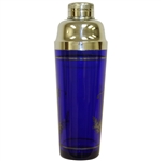 Blue Glass Sterling Silver Golfer Etched Cocktail Shaker with Cover