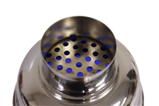 Blue Glass Sterling Silver Golfer Etched Cocktail Shaker with Cover