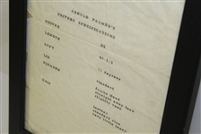 Arnold Palmer's D6 Driver Specifications Sheet - Framed