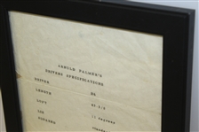 Arnold Palmer's D6 Driver Specifications Sheet - Framed