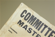 1979 Masters Tournament Committee Assignments Poster - All Officers/Rules/Chairmen and more