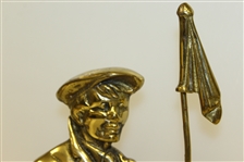 Oversized Solid Brass Caddie with Flagstick & Golf Clubs/Bag Doorstop