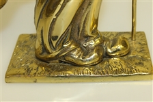 Oversized Solid Brass Caddie with Flagstick & Golf Clubs/Bag Doorstop