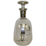 1920's Sterling Inlay Post-Swing Golfer Themed Rye Whiskey Glass Decanter with Stopper